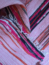 Load image into Gallery viewer, Close up details of handmade handwoven pink pattern rug