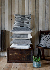50 x 50 Cushion Cover Handmade in black and white stripes White