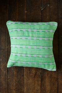 Handmade Woven Cotton Cushion Cover in Bright Green
