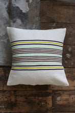 Load image into Gallery viewer, Handmade cotton green yellow striped cushion cover