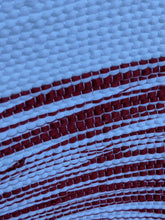 Load image into Gallery viewer, Handmade red and white pattern cotton rug close up