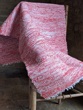 Load image into Gallery viewer, Handmade cotton red white handwoven rug on chair