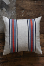 Load image into Gallery viewer, Handmade handwoven blue orange cotton cushion cover front side