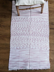 Handwoven handmade purple white cotton rug