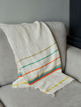 Load image into Gallery viewer, Handmade multicoloured cotton blanket on sofa